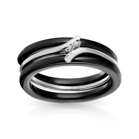 Кольцо из серебра с керамикой и фианитами