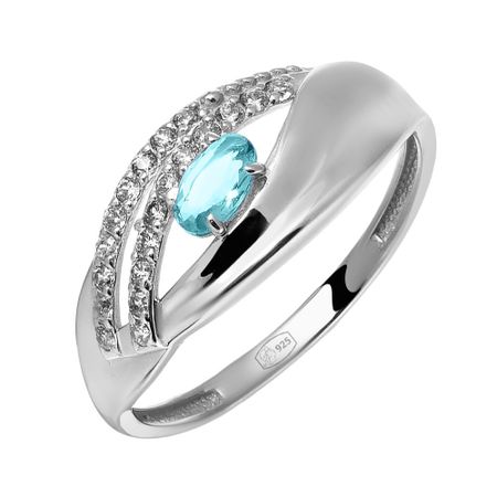 Серебряное кольцо с топазом и фианитами