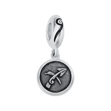 Серебряный шарм с чернением со знаком зодиака Стрелец