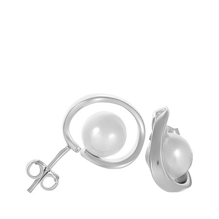 Серьги-пусеты из серебра с жемчугом