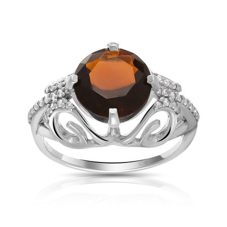 Серебряное кольцо с раухтопазом и фианитами