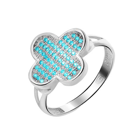 Серебряное кольцо со шпинелью нано и родированием