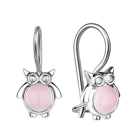 Серебряные детские серьги с фианитами и родированием