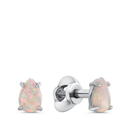 Серебряные серьги с опалами и родированием