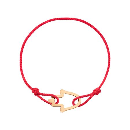 Браслет красная нить с золотой вставкой