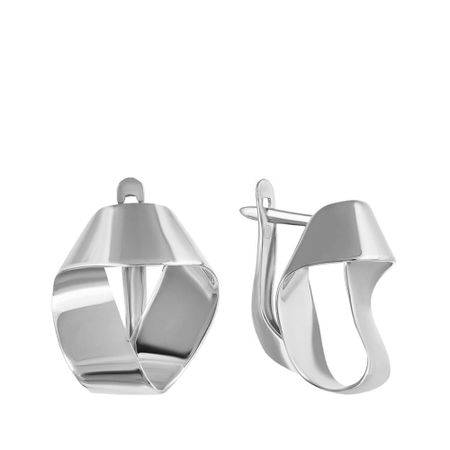 Серебряные серьги Лента с родированием