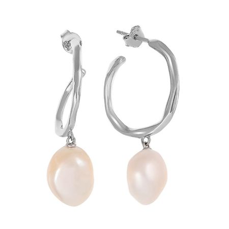 Серьги-пусеты из серебра с жемчугом