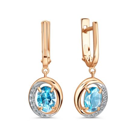 Золотые серьги с топазами и фианитами