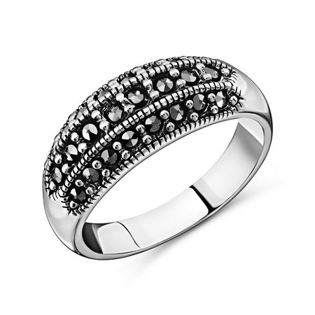 Серебряное кольцо с марказитами и чернением