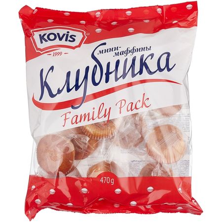 Мини-маффин Kovis с начинкой клубника, 470 г