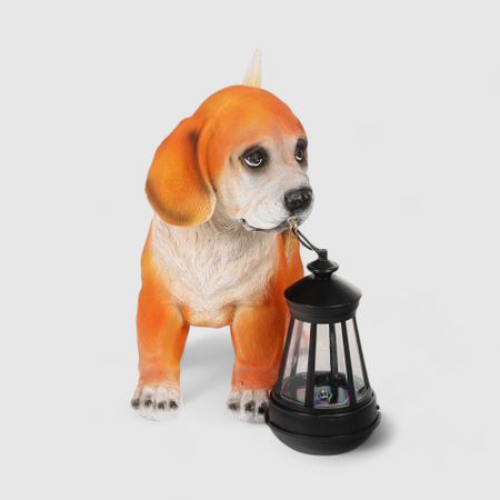 Фигура садовая декоративная Fulin бигль и фонарь led 27х14х24 см садовая статуя тоторо из смолы