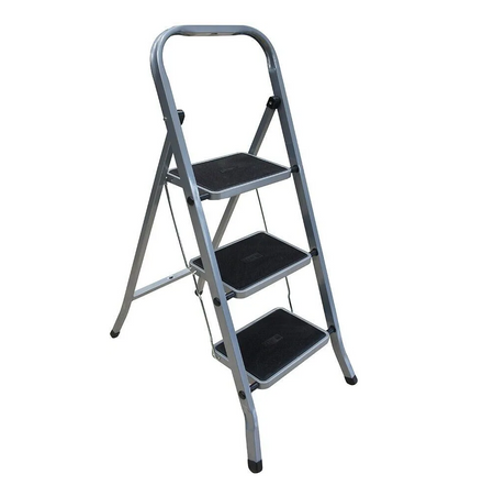 Стремянка стальная Zalger 3 широкие ступени с ковриком