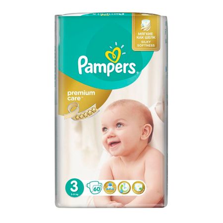 Подгузники Pampers Premium Care 3 (4-9 кг)  60 шт