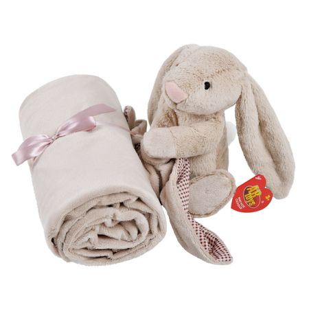 Игрушка мягкая Abtoys Зайка плюшевый 20 см с детским пледом 120х100 см рюкзачок игрушка плюшевый котик 17х14 12 00830 202406 2 bookvalno