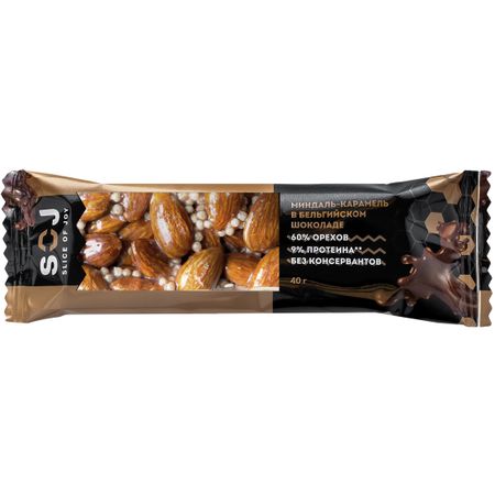 Ореховый батончик SOJ с миндалем и карамелью, 40 г