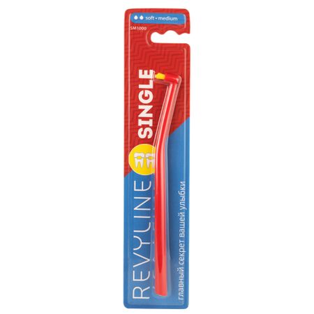Монопучковая зубная щетка Revyline sm1000 single красная с желтой щ. Мягкая