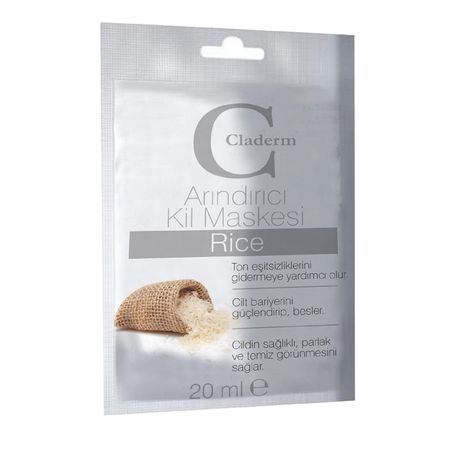 Глиняная маска для лица Claderm Rice / С экстрактом Риса 20 мл