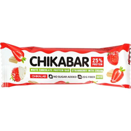 Батончик протеиновый ChikaLab глазированный клубника со сливками 60 г каша овсяная увелка клубника со сливками 5х40 г