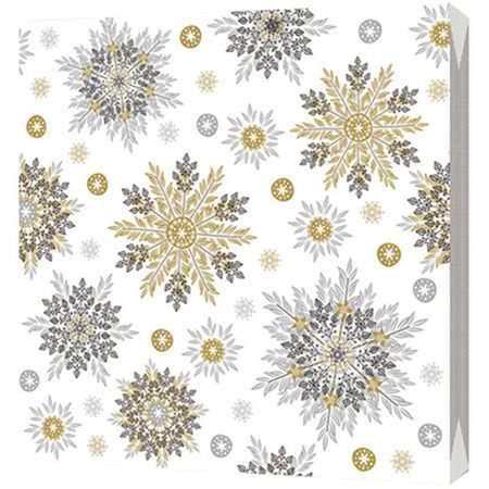 Салфетки бумажные Bulgaree green снежинки золотисто-серебристые, 3 слоя, 33x33см, 20 штук
