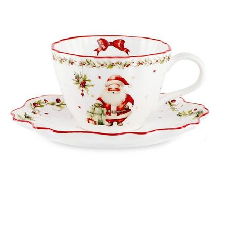 Пара чайная Decor de table Рождественский винтаж фарфоровый