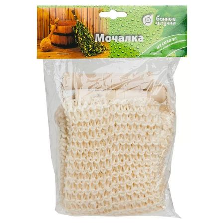 Мочалка из сизаля Банные штучки лента с деревянной ручкой