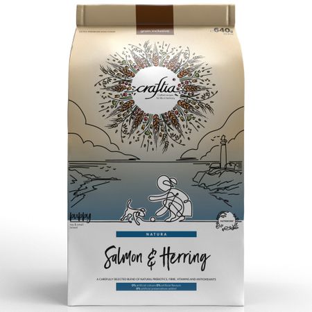 Сухой корм Craftia natura для щенков миниатюрных и мелких пород из лосося с сельдью 640 г