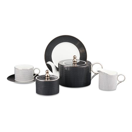 Сервиз чайный Decor de table Вола фарфоровый с платиновой окантовкой 6 персон 21 предмет