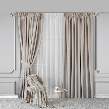 Комплект штор с подхватами Togas Флио коричневые 260x300 см -2, подхваты-2, 4 пр.