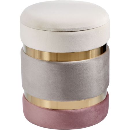 Пуф Glasar с крышкой серо-бежевый с розовым 36х36х44 см