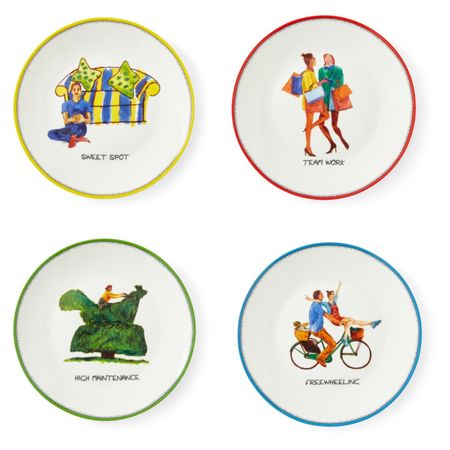 Набор тарелок пирожковых Spode Кит Кемп Дудлс костяной фарфор 15 см 4 шт