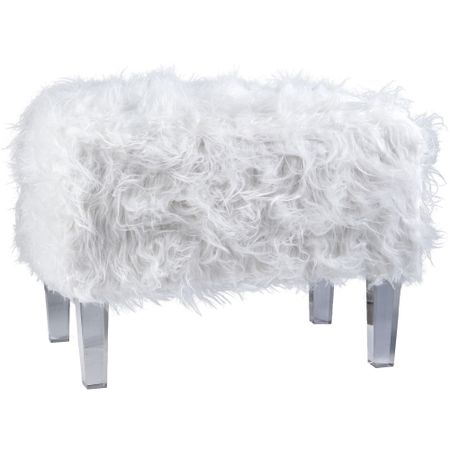 Банкетка Glasar с меховым ворсом белая 61х41х44 см