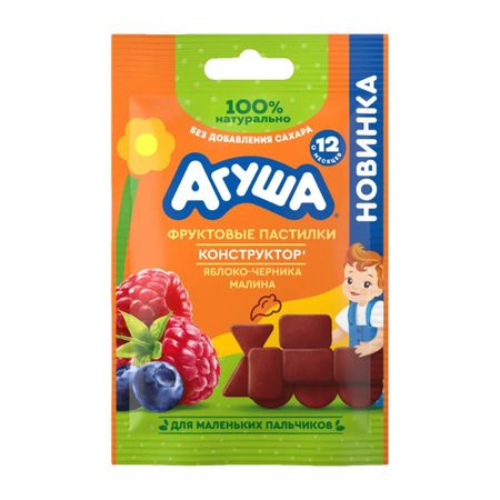 Пастилки фруктовые Агуша яблоко/черника/малина 12г