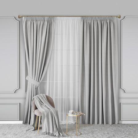 Комплект штор с подхватами Togas Флио серые 260x300 см -2, подхваты-2, 4 пр.