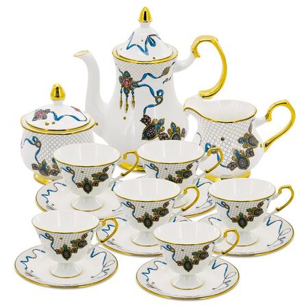 Сервиз чайный Empire украшения 15 предметов на 6 персон синий