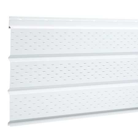 Софит металлический перфорированный Grand Line сигнальный белый RAL 9003 2000х357х0,45 мм