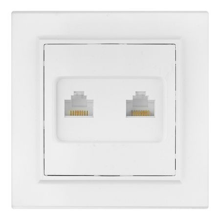 Розетка компьютерная/ телефонная EKF Минск встраиваемая белая RJ11/ RJ45 (ERK00-135-10)