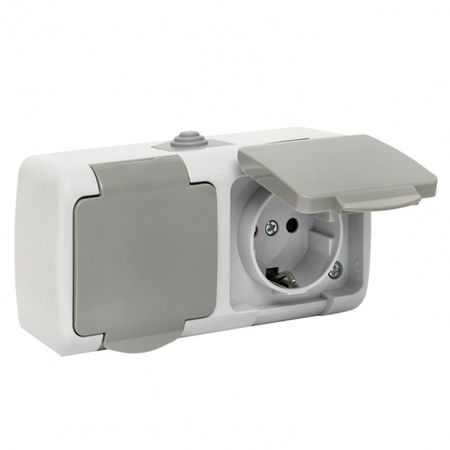 Розетка EKF Мурманск накладная серая со шторками с крышкой (EFR16-129-30-54) брелок мурманск с заливкой смола достопримечательности города вид 2 7 5 8х 7 5 см акрил