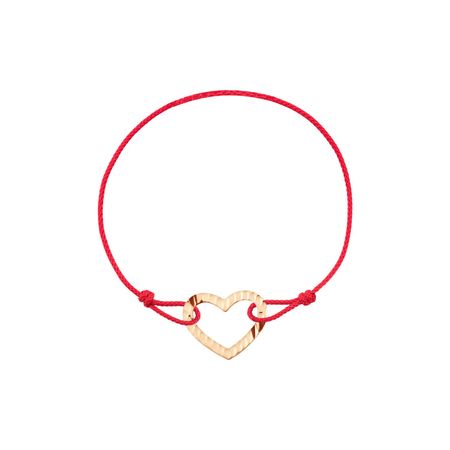 Браслет на нитке с золотой подвеской Сердце с алмазной гранью