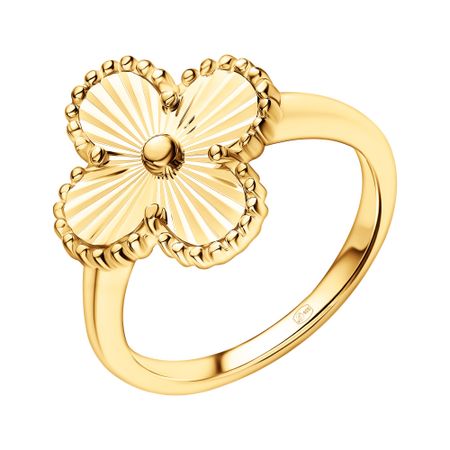 Серебряное кольцо Клевер с позолотой