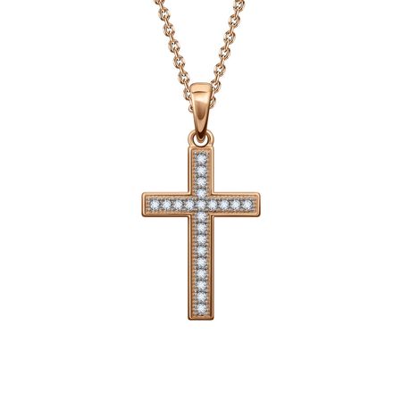 Золотая подвеска Крест с фианитами