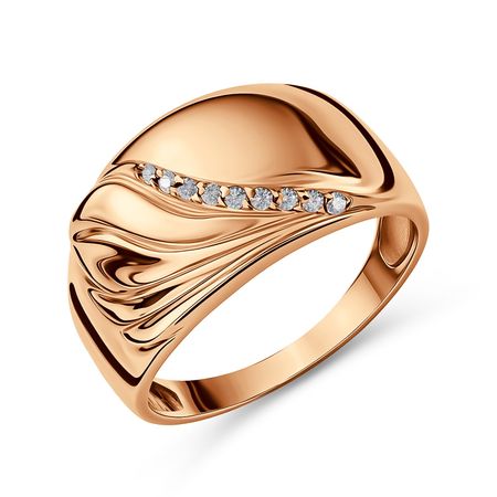 Серебряное кольцо с фианитами и позолотой