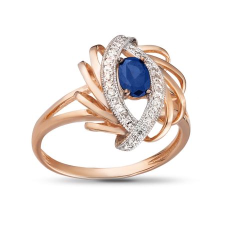 Кольцо из золота с сапфиром и бриллиантами