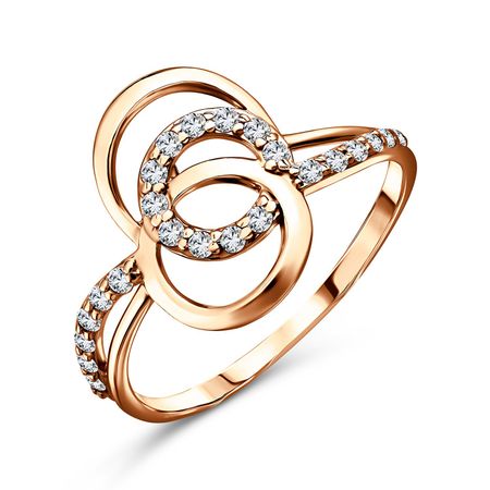 Серебряное кольцо с фианитами и позолотой