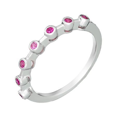 Серебряное кольцо с рубинами и родированием