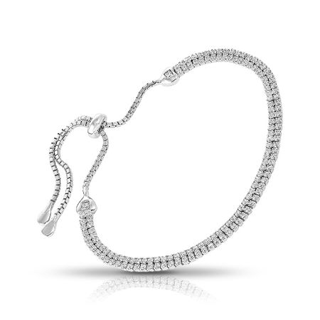 Серебряный браслет с фианитами и родированием