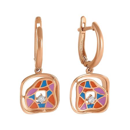 Серьги из золота с эмалью и бриллиантами