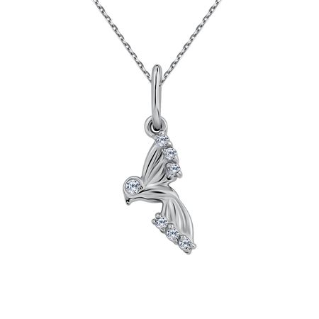 Серебряная подвеска Птица с фианитами и родированием