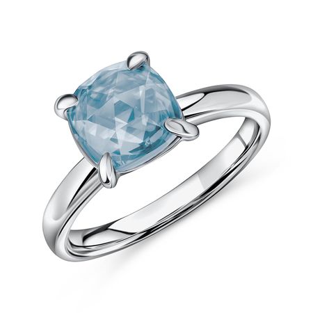 Серебряное кольцо с топазом и родированием