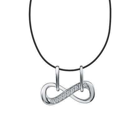 Серебряная подвеска Бесконечность с фианитами и родированием