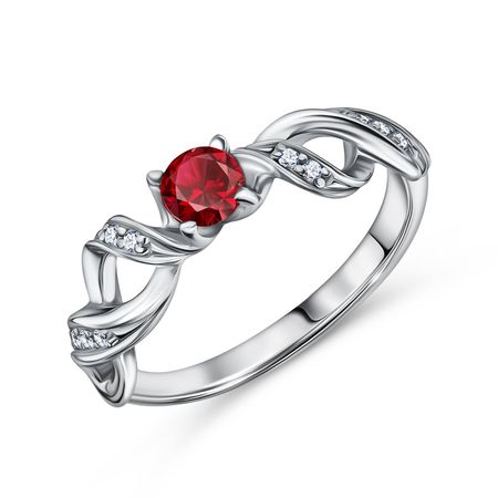 Серебряное кольцо с ювелирным стеклом и фианитами